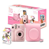 Kit Câmera Fujifilm Instax Mini 12, Filme + Bolsa Rosa Gloss