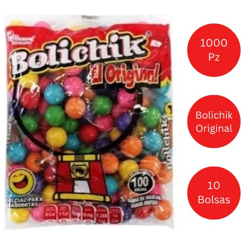 Chicle Bolichik El Original Bola Dulce 1000 Piezas Vending