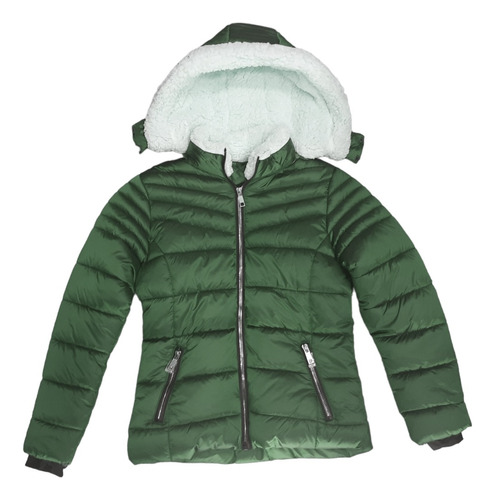 Jaqueta Puffer Menina Infantil Peluciado Capuz Pelúcia Frio