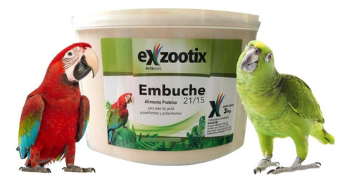 Alimento Pasta Embuche Aves Loros Exzootix 21/15 3 Kilos Color Verde Oscuro