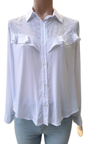 Camisa Broderie Blanca De Mujer