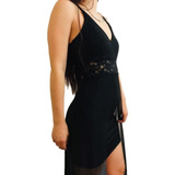 Vestido Negro Corto Micro Tul Largo Brillo Fiesta Noche Sexy