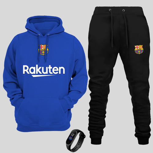 Conjunto Moletom Infantil Barcelona Com Relógio Esportivo 