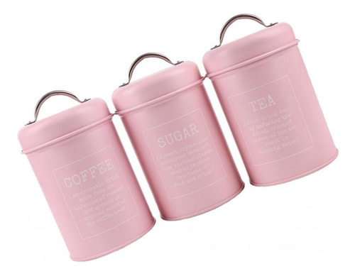 3 Piezas De Botes De Hierro Rosa Latas De Cocina, Té, Botes