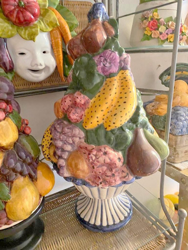Fruteira Frutas Em Porcelana Rarissima 50 Cm Altura Antiga