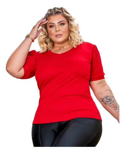 Blusa Feminina Manga Curta Plus Size 46 Ao 54 Diversas Cores