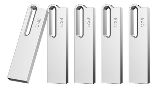 Memorias Usb 2.0 De 32gb Plateadas, 5 Piezas