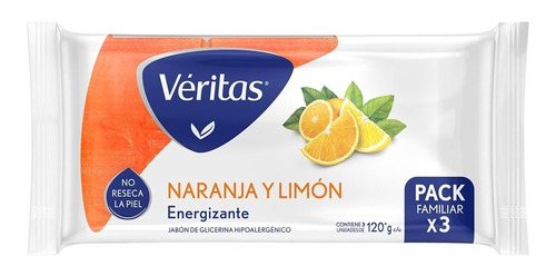 Jabon De Glicerina Naranja Y Limon Veritas 3 X 120 Gr