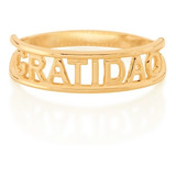 Anel Skinny Ring Gratidão Folheado Ouro Rommanel 512850