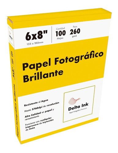 Papel Fotográfico Brillante 100 Hojas 6x8