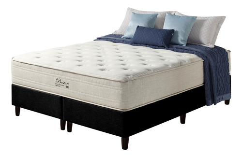 Cama Box Queen Preto + Colchão Molas Ensacadas Boston 158cm