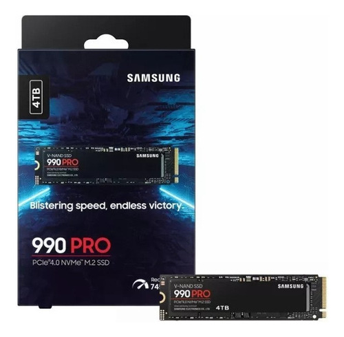 Ssd Samsung 990 Pro 4tb Pcie 4.0 X4 Nvme Gaming M.2 2280 Até 7450mb/s Mz-v9p4t0b/am Para Ps5 Lançamento