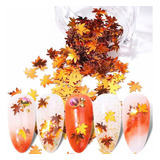 Fall Nail Art Stickers Maple Leaves Nail Glitters Autumn Des