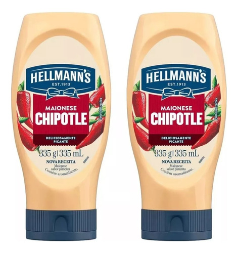 Kit 2 Maionese Hellmann's Chipotle Pimenta Bisnaga Com 335g