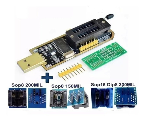 Gravador De Eprom Ch341a + Adaptador Sop8 150mil 200mil 300m