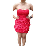 Vestido Rojo Strapless Juvenil Fiesta Quince