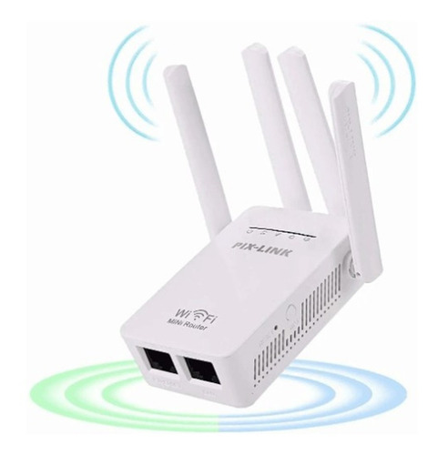 Pix-link Router Wifi Extensor Inalámbrico 4 Antena Fácil De