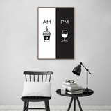 Quadro Cozinha Am Pm - Café E Vinho 43x30 Filete Marrom