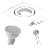 Spot Cuadrado Blanco Embutir E43 Spotsline + Dicroica Led 