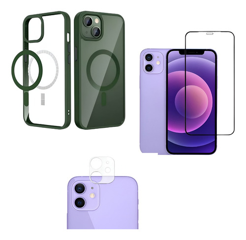 Capinha Case Magnétic Para iPhone 11 +pel 3d +câmera Kit3em1