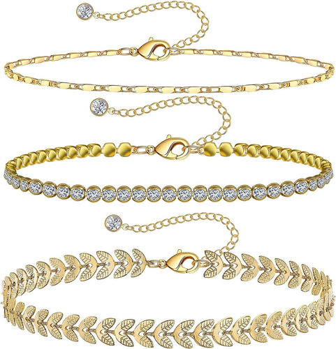 Pulseras De Tobillo De Oro De Tenis Para Mujer Tobillera Cha