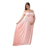 Vestido Largo Hombros Descubiertos Para Embarazadas 