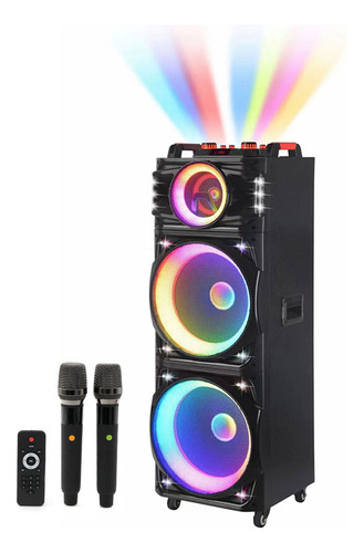 Torre Sonido 15puLG X2 100w 2 Mic Inalambricos Ndr-1526