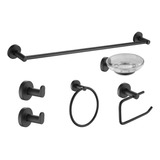 Kit De Accesorios Juego De Baño Piazza Senus Negro 6 Piezas