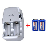 2 Baterias Cr2 880 Mah 3v Recarregável + 1 Carregador