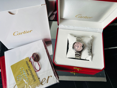 Impresionante Reloj De Dama Cartier Plateado Rosa 