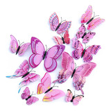 48 Pcs Mariposa Rosa Pared Decoración Pegatinas Para Fiesta