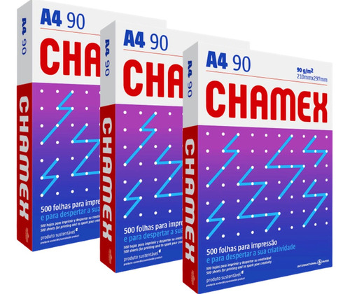 Papel A4 Sulfite Chamex Office 90g 210x297 Resma 1500 Folhas