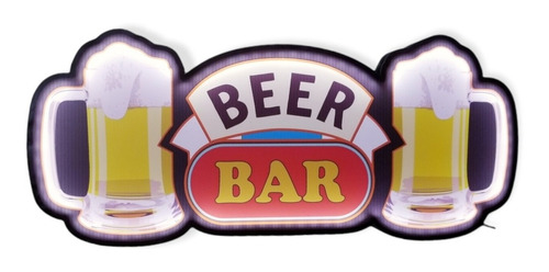 Placa Led Luminoso Beer Bar Cerveja Churrasco Gourmet Decor