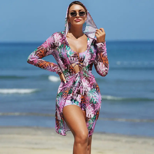 Trajes De Baño Estampados De Playa De Verano De 3 Piezas Par