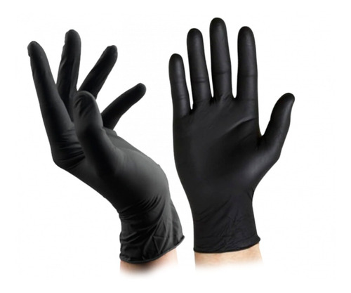 2 Cajas De 100 Guantes Nitrilo Negros Chicos Ambidiestros 