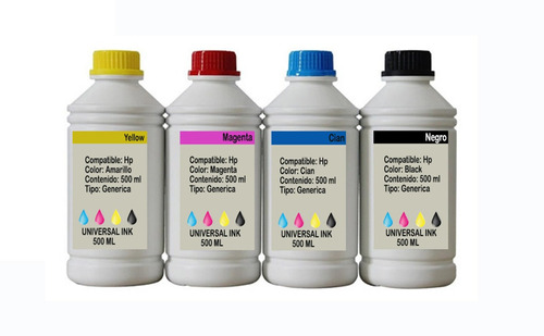 Kit 1/2 Litros Tinta Para Recargar Sistema O Chartuchos Hp 