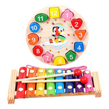 Brinquedo Educativo Montessoriano Xilofone Musical + Relógio