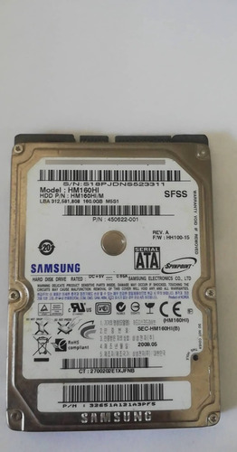Disco Duro Samsung  160.0 Gb Hm160hi 2.5 Usado  Amarillo