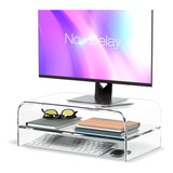 Lftytuo Soporte Monitor Acrílico Transparente 2 Niveles Pc,