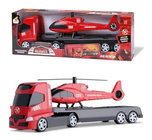 Caminhão E Helicóptero De Resgate Trans Aero Brinquedo