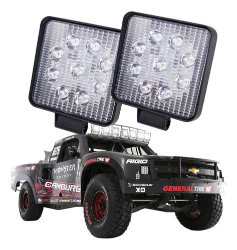 2 Faros Led Cree Barra 9 Led 27w Cuadrados Jeep 4x4 Off Road