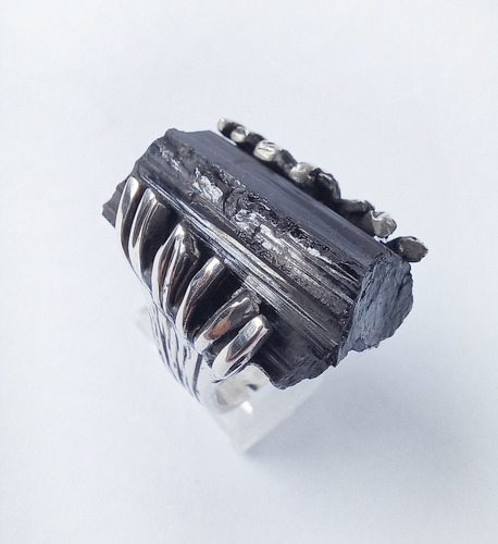 Anillo Plata Turmalina Negra Proteccion Premium   Artl