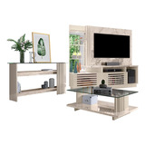 Home Theater Aparador E Mesa De Centro Frizz Plus Calacata Cor Calacata/off White