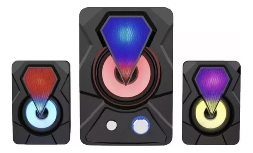 Parlantes Multimedia Subwoofer 2.1 Con Luz Rgb Para Pc