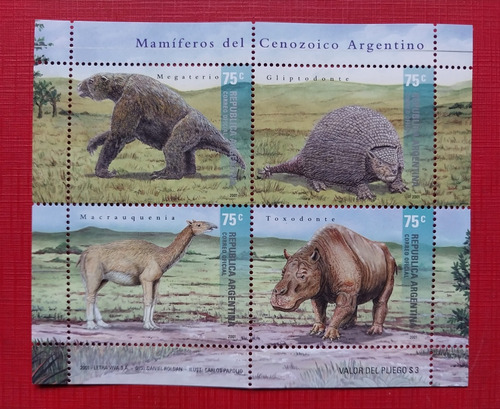 2001. Serie Mamíferos Del Cenozoico Argentino Gj 3105/8 Mint