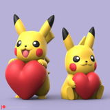 Archivo Stl Impresión 3d - Pokemon Valentine Pikachu + Bulba