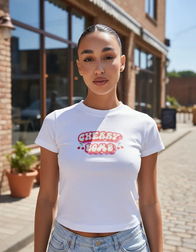 Remera Crop Top Basica Mujer Tendencia Estampada Babytee | Envío gratis