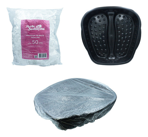 Kit 50 Protetores Descartáveis + Bacia Para Pés Pedicure