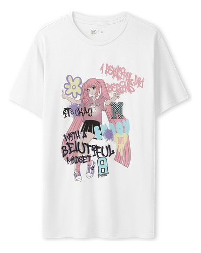 Playera  Manga Corta Estampada C&a De Mujer