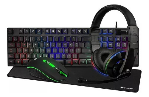 Kit Gamer Teclado Mouse Headset Led 3200dpi E Mousepad G